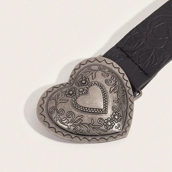 Black Casual Women's Versatile Buckle Printed Polyurethane Belt - Picture 4 of 4